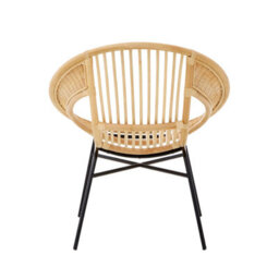 Orsina Comfortable Natural Rattan And Black Iron Arm Chair, Durable Outdoor Chair, Versatile Natural Dining Chair - thumbnail 4