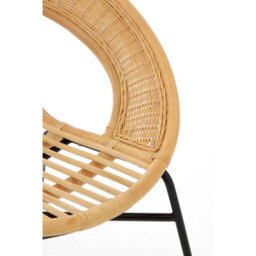 Orsina Comfortable Natural Rattan And Black Iron Arm Chair, Durable Outdoor Chair, Versatile Natural Dining Chair - thumbnail 6