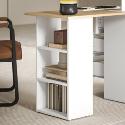 Homcom 120Cm Computer Desk, Study Table With 3 Shelf & Drawers, Natural - thumbnail 8