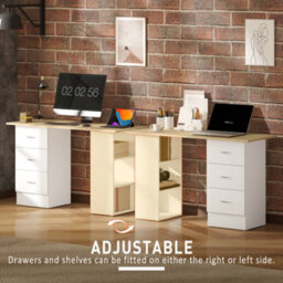 Homcom 120Cm Computer Desk, Study Table With 3 Shelf & Drawers, Natural - thumbnail 6