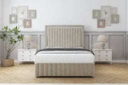 "Sloomy Boston Chrome Cream Plush Divan Bed Set No Drawers - 26"" Strutted 12"" Footboard 3' Single" - thumbnail 1