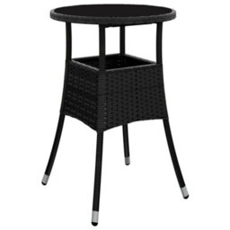 Berkfield 3 Piece Garden Bistro Set With Cushions Black Poly Rattan - thumbnail 6