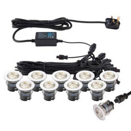 Luminosa Lighting Luminosa Ikonpro Cct Led 10 Light Outdoor Recessed Light Kit Polished Stainless Steel, Clear Ip67