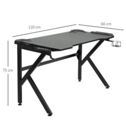 Homcom Spacious Gaming Desk Home Racing W/ Steel Frame Cup Headphone Holder Hook - thumbnail 3