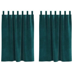 Berkfield Blackout Curtains With Hanging Loops 2 Pcs Dark Green Velvet - thumbnail 2