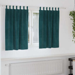 Berkfield Blackout Curtains With Hanging Loops 2 Pcs Dark Green Velvet