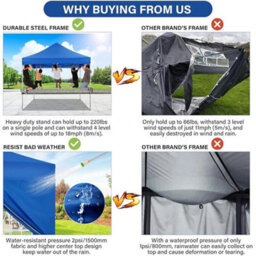 2X2M-Heavy Duty Metal Pop-Up Gazebo Waterproof Garden Party Marquee Canopy - thumbnail 5