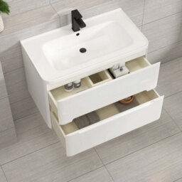 Royal Bathrooms Venice 800mm Gloss White Wall Hung Vanity Unit 2 Drawer With Ceramic Basin - thumbnail 4