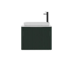 Royal Bathrooms Avenza 600mm Deep Moss Green Wall Hung Bathroom Countertop Vanity Unit 1 Drawer With Qubix Basin - thumbnail 6