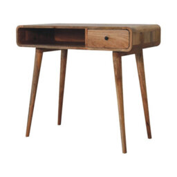 Artisan Furniture Solid Wood Curved Oak-Ish Writing Desk - thumbnail 4