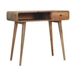 Artisan Furniture Solid Wood Curved Oak-Ish Writing Desk - thumbnail 3