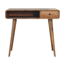 Artisan Furniture Solid Wood Curved Oak-Ish Writing Desk - thumbnail 2