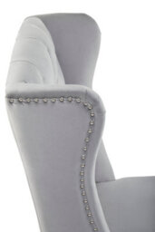 Orsina Grey Velvet Dining Chair,winged Backed Lounge Chair With Button Tufting,kitchen Chair,luxurious Padded Seat - thumbnail 5
