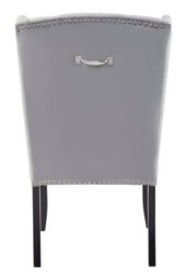 Orsina Grey Velvet Dining Chair,winged Backed Lounge Chair With Button Tufting,kitchen Chair,luxurious Padded Seat - thumbnail 2