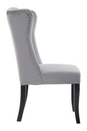 Orsina Grey Velvet Dining Chair,winged Backed Lounge Chair With Button Tufting,kitchen Chair,luxurious Padded Seat - thumbnail 3