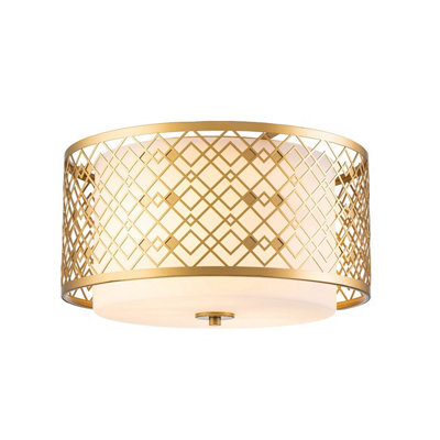Luminosa Lighting Luminosa Ziggy 2 Light Cylindrical Pendant Ceiling Light, Lacquered Gold - image 1
