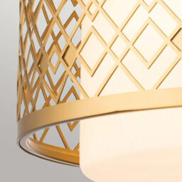 Luminosa Lighting Luminosa Ziggy 2 Light Cylindrical Pendant Ceiling Light, Lacquered Gold - thumbnail 3