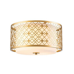 Luminosa Lighting Luminosa Ziggy 2 Light Cylindrical Pendant Ceiling Light, Lacquered Gold - thumbnail 1