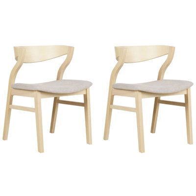 Beliani Set Of 2 Dining Chairs Maroa Wood Beige - image 1