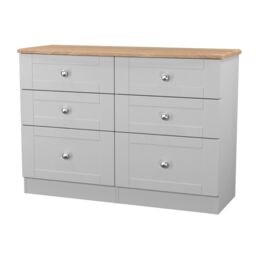 Santander Ready Assembled Matt Grey & Oak 6 Drawer Wide Chest (H)792mm (W)1117mm (D)414mm - thumbnail 2