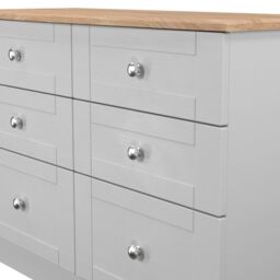 Santander Ready Assembled Matt Grey & Oak 6 Drawer Wide Chest (H)792mm (W)1117mm (D)414mm - thumbnail 3