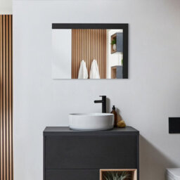 Homestylestore Black Grey Wall Hung Bathroom Mirror 700 X 500mm - thumbnail 2