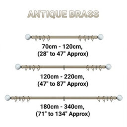 A.unique Home Gem Crystal Ball Metal Extendable Curtain Pole With Rings And Fittings (25/28mm) - Antique Brass, 70Cm-120Cm  Approx - thumbnail 6