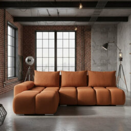 Galeria Corner Sofa Bed With Storage Left Hand Rusty Brown