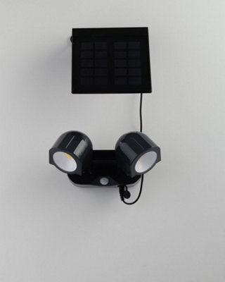 Luminosa Lighting Luminosa Shiva Outdoor Led 2 Light Spotlight With Sensor & Solar Panel Anthracite, Ip54 230Lm 4000K 16X7.2X10.9Cm - image 1