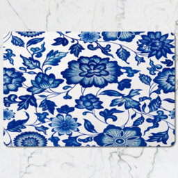 Benjamin Tate Design Delft Blue Floral Placemat And Coaster Set, Premium Print, Wood Base, Limited Edition - thumbnail 2