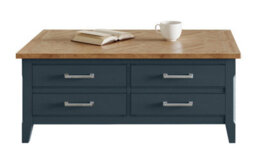 Baumhaus Signature Blue Coffee Table With Drawers & Hidden Storage Trunk - thumbnail 4