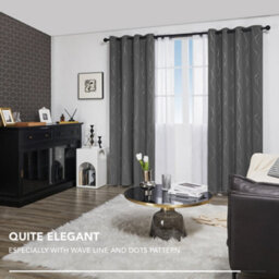 Deconovo Silver Dotted Line Foil Printed Blackout Curtains, Thermal Insulated Eyelet Curtains W52 X L54 Inch, Light Grey, 2 Panels - thumbnail 5