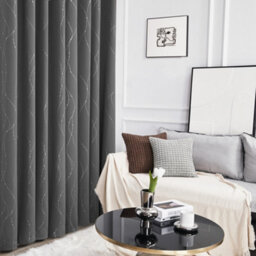 Deconovo Silver Dotted Line Foil Printed Blackout Curtains, Thermal Insulated Eyelet Curtains W52 X L54 Inch, Light Grey, 2 Panels - thumbnail 4