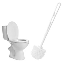 Pluto Packaging 2 X White Plastic Toilet Replacement Brush Strong Bristles For Hard To Reach Areas