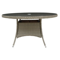 Loops 135Cm Round 6 Seater Garden Dining Table - Rattan Wicker Brown & Glass Outdoor - thumbnail 9