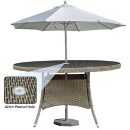 Loops 135Cm Round 6 Seater Garden Dining Table - Rattan Wicker Brown & Glass Outdoor - thumbnail 8