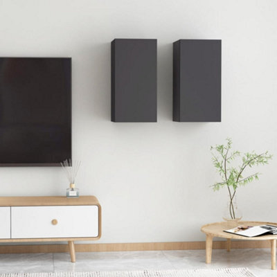 Berkfield Tv Cabinets 2 Pcs Grey 30.5X30X60 Cm Engineered Wood - image 1