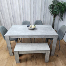 Kosy Koala Wooden Grey Dining Table Set With Bench And 4 Grey Chairs Modern Rectangle Dining Room Furniture - thumbnail 4