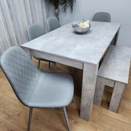 Kosy Koala Wooden Grey Dining Table Set With Bench And 4 Grey Chairs Modern Rectangle Dining Room Furniture - thumbnail 5