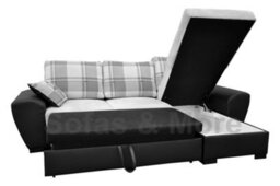 Alabama Corner Sofa Bed Black And Grey Fabric Leather With Storage - thumbnail 3
