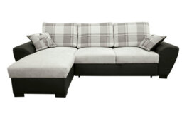 Alabama Corner Sofa Bed Black And Grey Fabric Leather With Storage - thumbnail 2