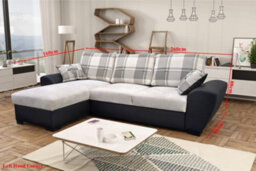 Alabama Corner Sofa Bed Black And Grey Fabric Leather With Storage - thumbnail 5