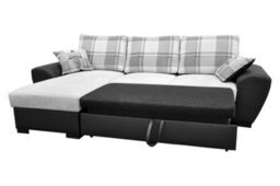 Alabama Corner Sofa Bed Black And Grey Fabric Leather With Storage - thumbnail 4