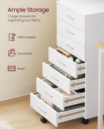LEDREM Rolling Filing Cabinet, Pedestal File Cabinet With Wheels, Printer Stand With 7 Drawers,for Study, Home Office, Cloud White - thumbnail 4