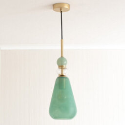Valuelights Anastasia Green Glass Stacked Gold Detail Ceiling Pendant Light