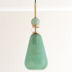 Valuelights Anastasia Green Glass Stacked Gold Detail Ceiling Pendant Light - thumbnail 4