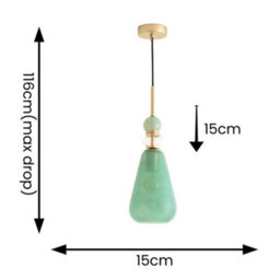 Valuelights Anastasia Green Glass Stacked Gold Detail Ceiling Pendant Light - thumbnail 5