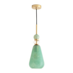 Valuelights Anastasia Green Glass Stacked Gold Detail Ceiling Pendant Light - thumbnail 6