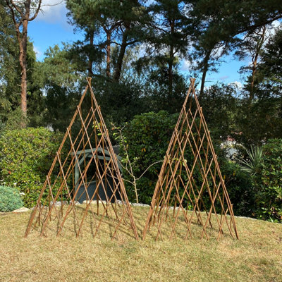 Selections Pair Of Expanding Willow Garden Obelisks (1.2M) Ideal For Climbing Plants - image 1