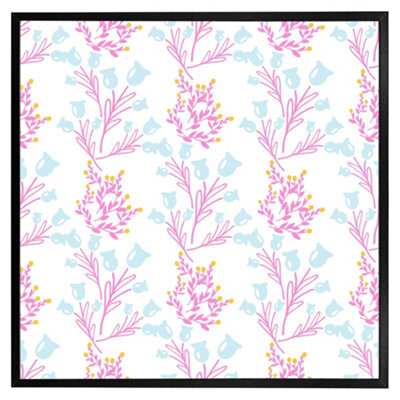 "Andrew Lee Pink & Blue Flower Design (Picutre Frame) / 20X20"" / Oak" - image 1
